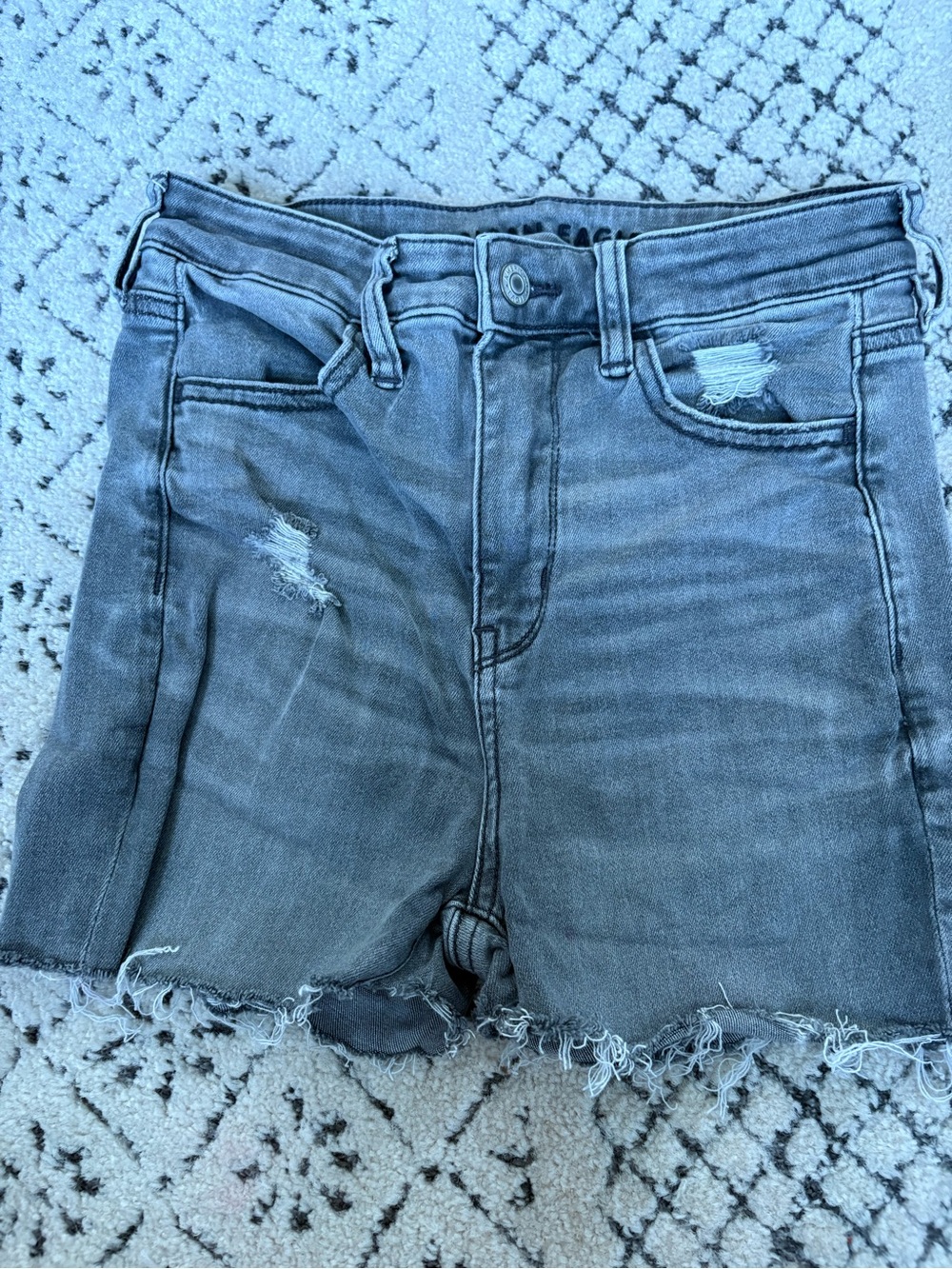 American Eagle Outfitters Washed Gray Distressed Denim Shorts - Picture 1 of 6